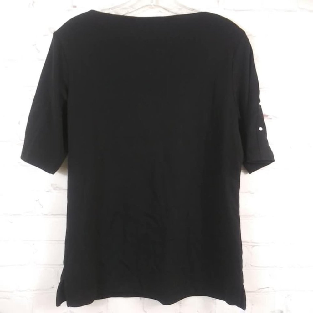 Karen Scott Sz S Studded Elbow Sleeve Top Blouse - Picture 4 of 5